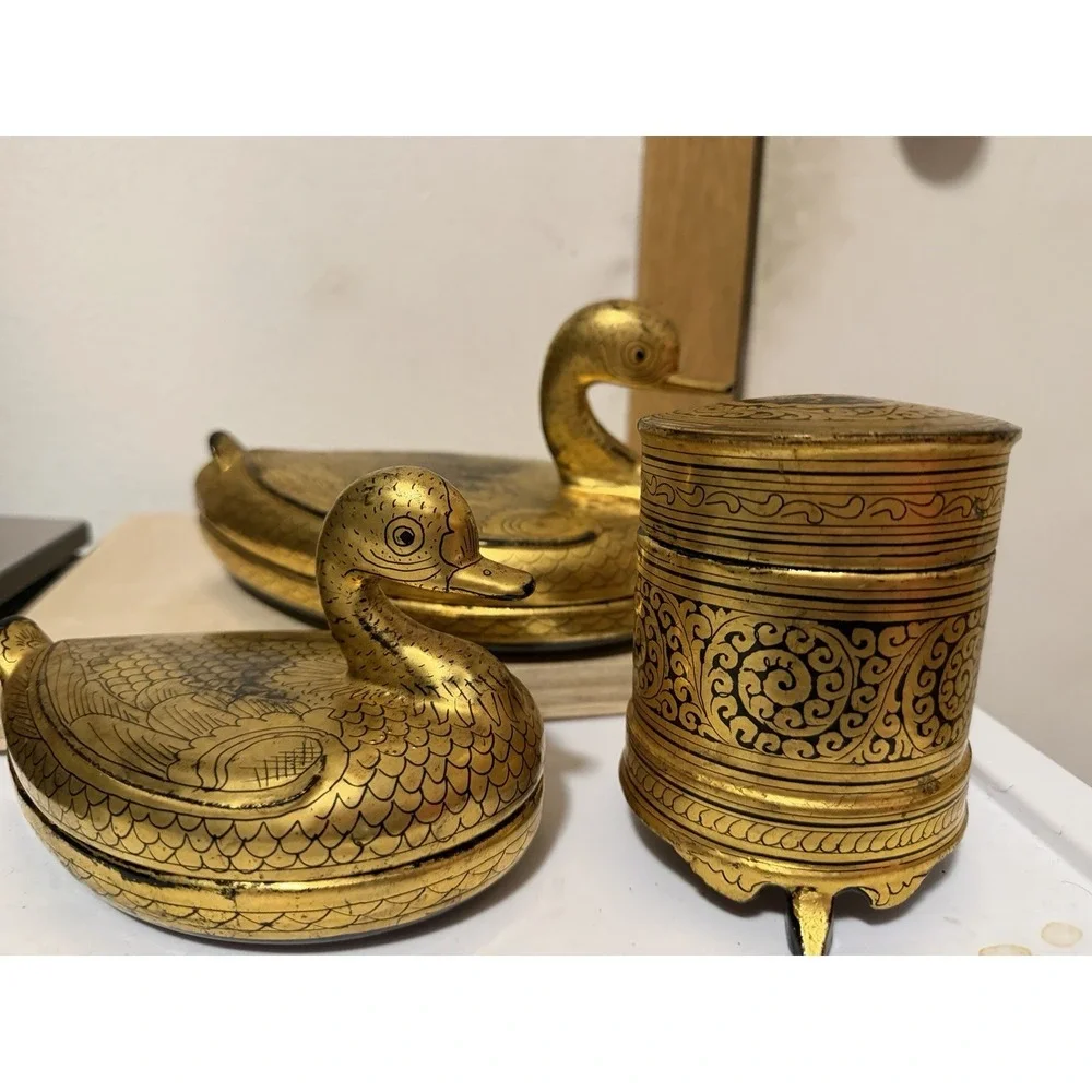 vintage lacquerware trinket boxes Ducks And Box